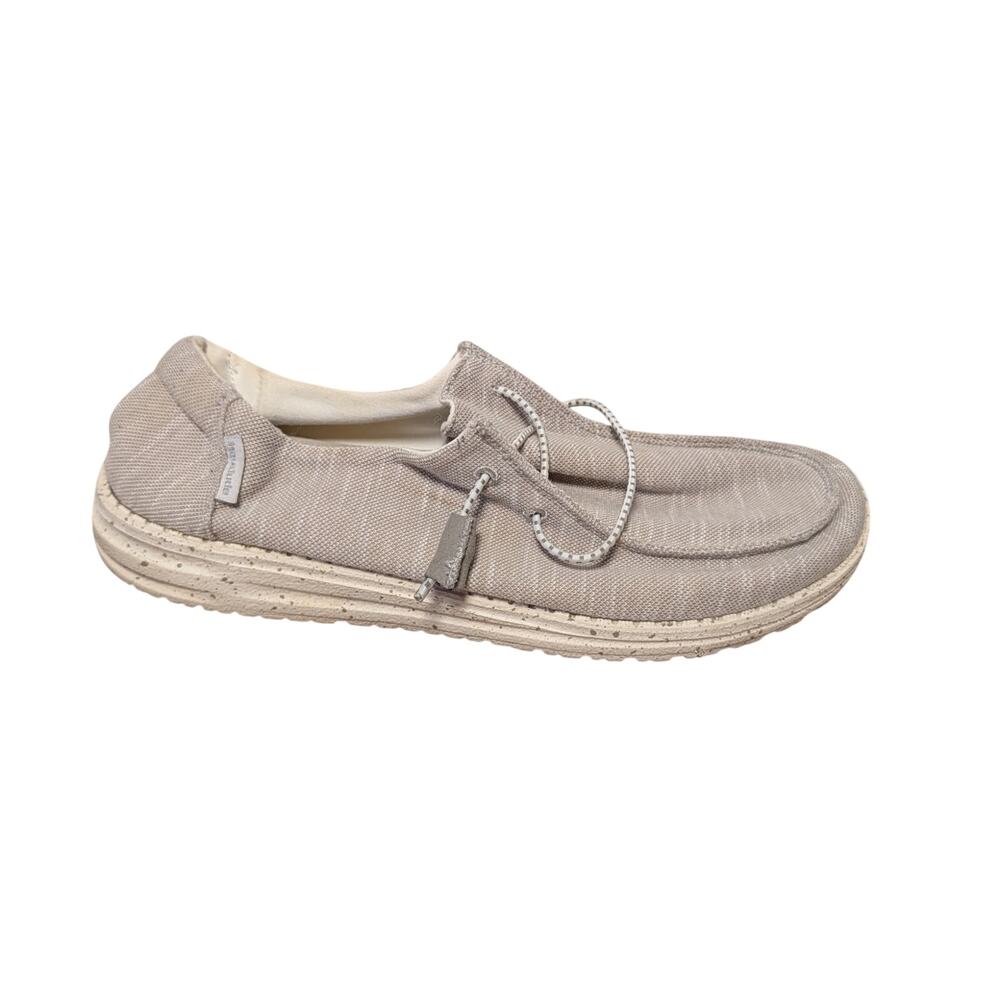 HEY DUDE WENDY shoes size Women's 10, Light Tan, Tweed pattern